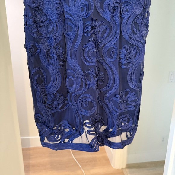 JS Collections Soutache & Mesh Navy Blue Sweetheart Neckline Dress Office Sz 10 - Picture 7 of 9